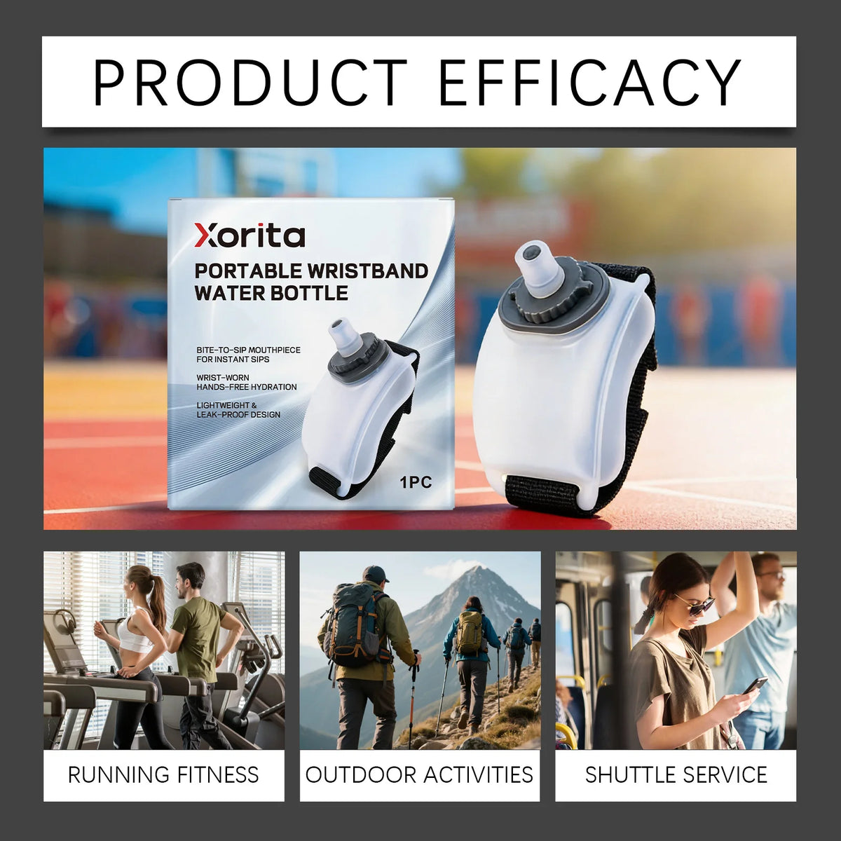 Portable Wristband Water Bottle Hands‑Free Wearable Sports Water Cup Leak‑Resistant for Running Cycling Climbing Outdoor Fitness Daily Sports Hydration