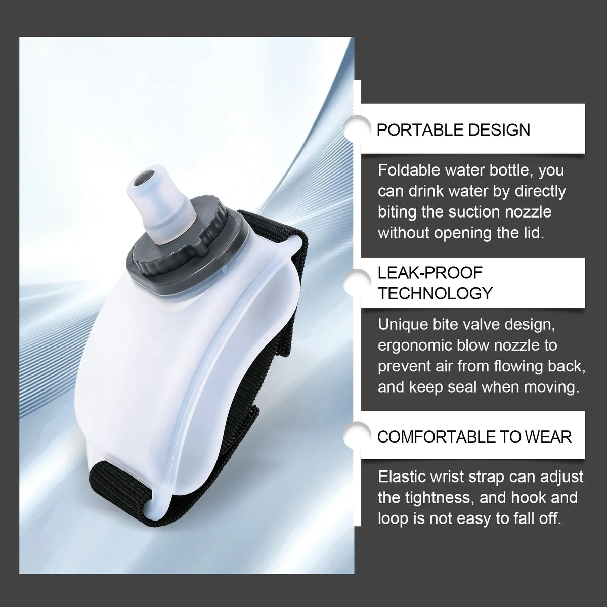 Portable Wristband Water Bottle Hands‑Free Wearable Sports Water Cup Leak‑Resistant for Running Cycling Climbing Outdoor Fitness Daily Sports Hydration