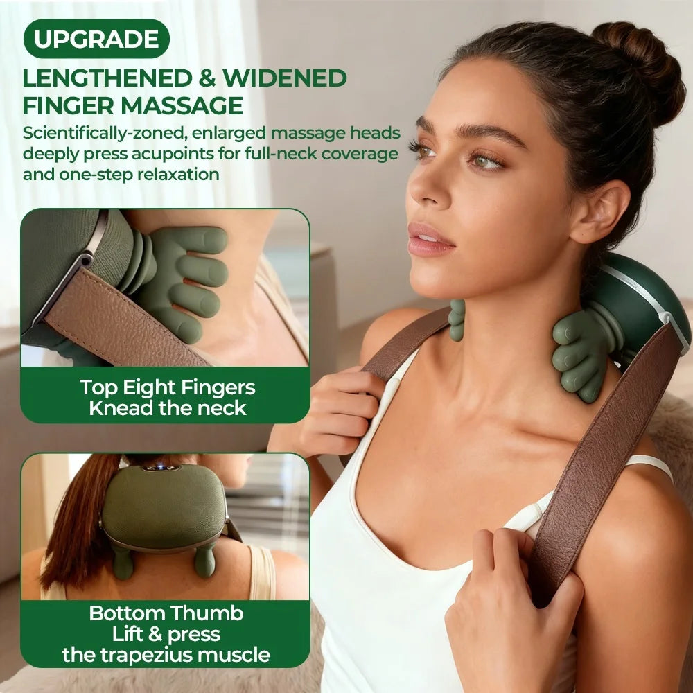 Bionic Finger Neck Shoulder Massager Wireless Neck Cervical Trapezius 4D Kneading Body Back Hand Massage Shawl Brushless Motor