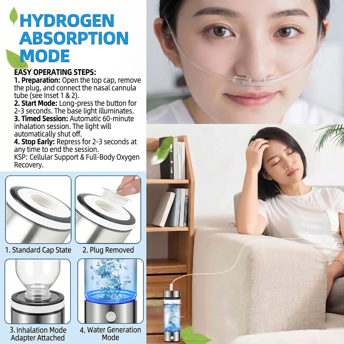 Portable 3 In 1 Hydrogen Water Bottles Generator SPE PEM Glass Ionizer Machine Rechargeable Anti Aging Healthy Purifier 1600 PPB