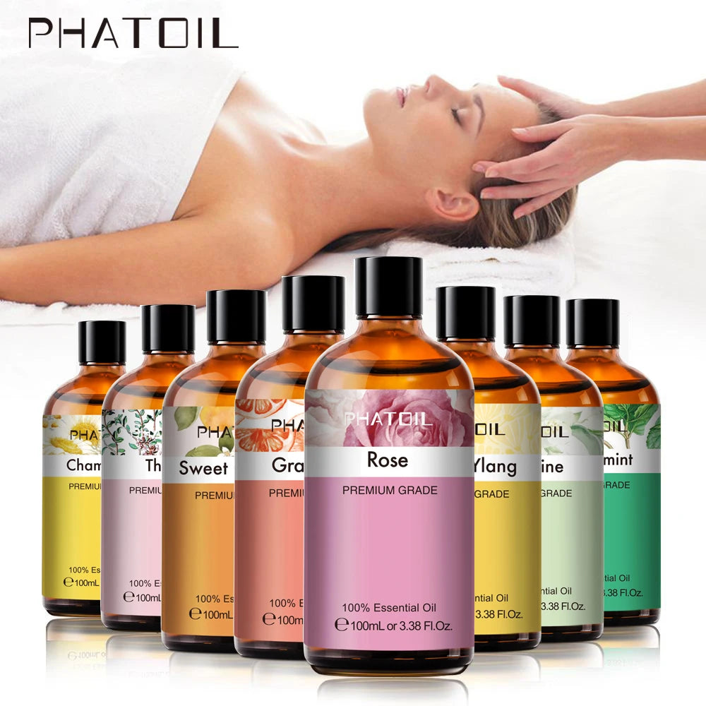 100ML Pure Natural Rose Essential Oils Humidifier Diffuser Lavender Vanilla Peppermint Geranium Cloves Basil Tea Tree Aroma Oil