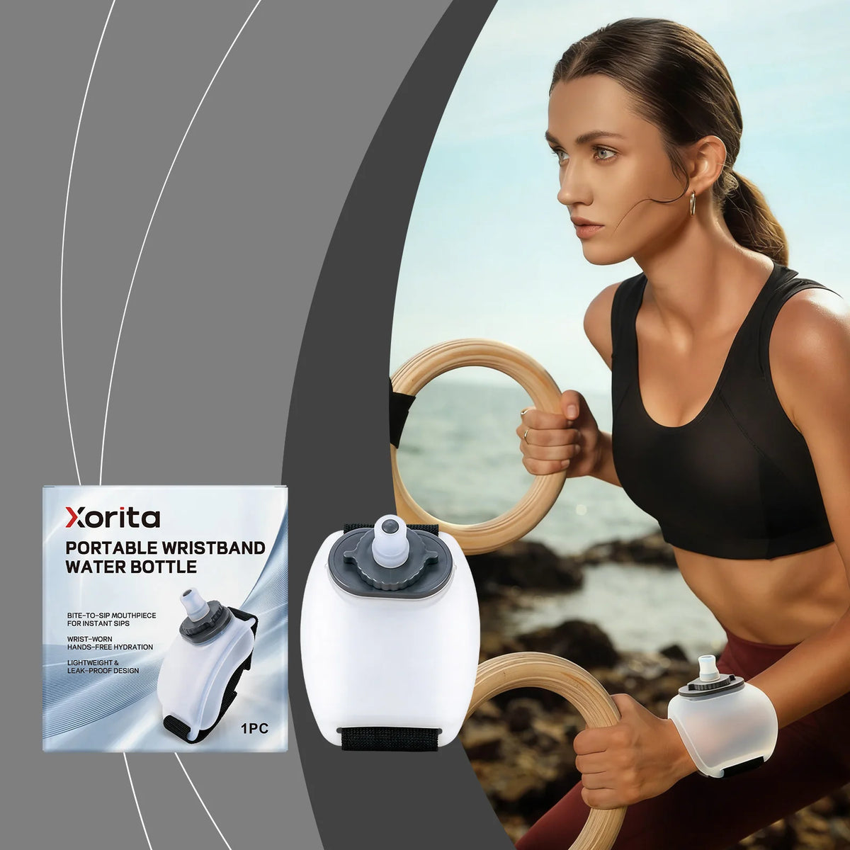 Portable Wristband Water Bottle Hands‑Free Wearable Sports Water Cup Leak‑Resistant for Running Cycling Climbing Outdoor Fitness Daily Sports Hydration