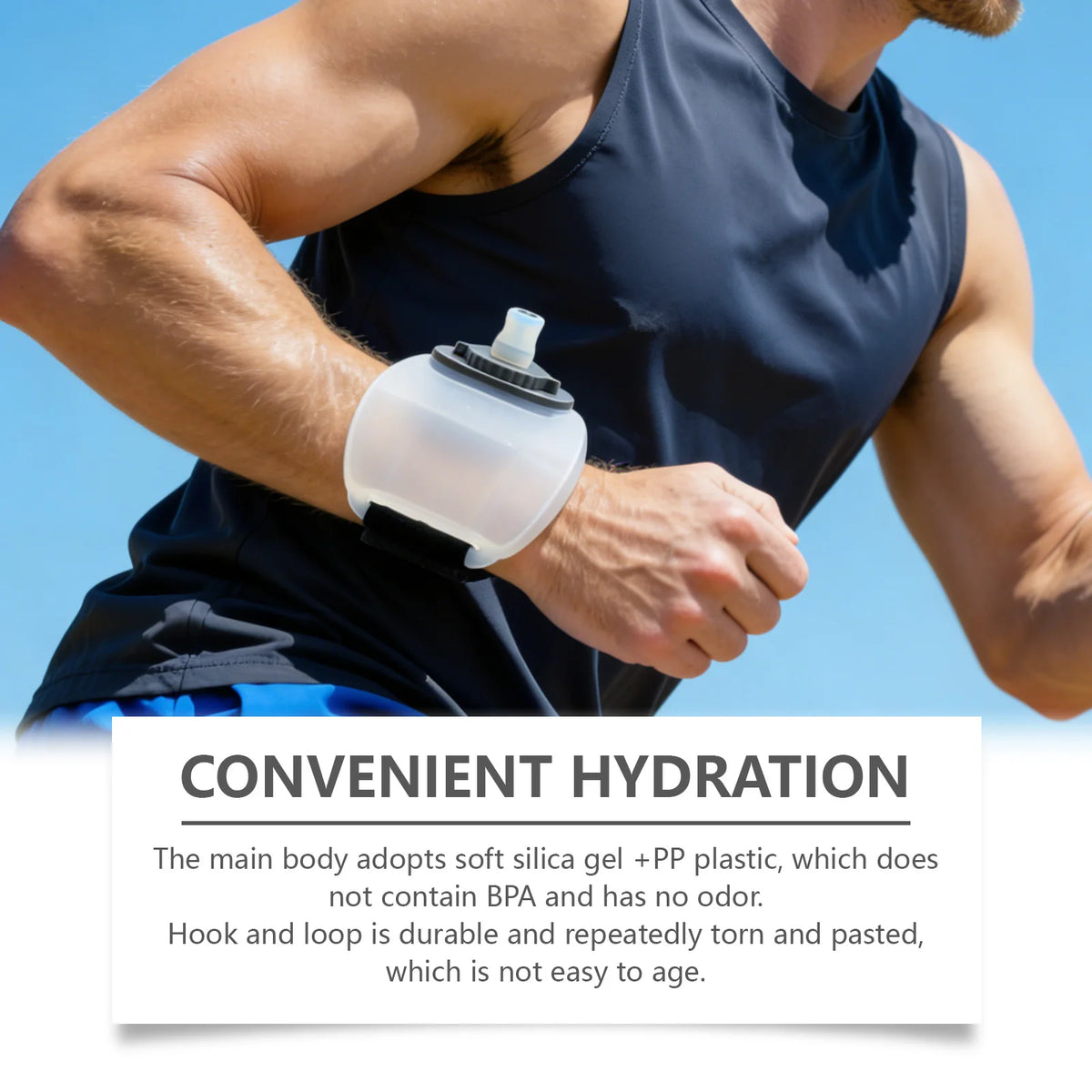 Portable Wristband Water Bottle Hands‑Free Wearable Sports Water Cup Leak‑Resistant for Running Cycling Climbing Outdoor Fitness Daily Sports Hydration